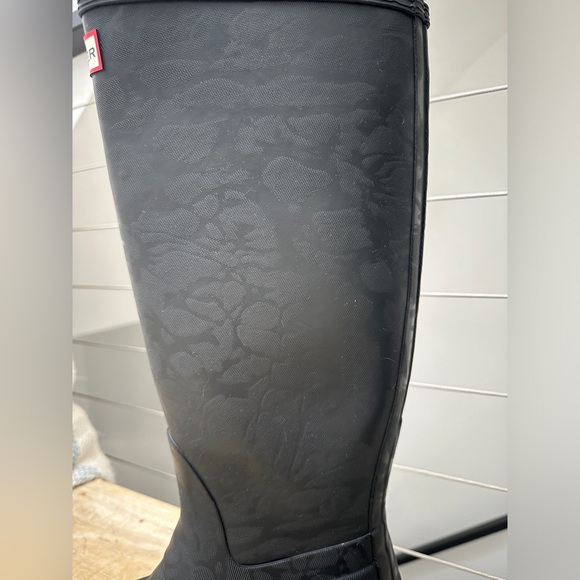 Rare HUNTER black textured tall rain boots winter snow vacation athleisure 9 - Picture 6 of 12